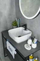 Накладная раковина GID Geometrico N9443 41 глянцевая белая, квадратная, фаянс, с 1 отверстием под смеситель