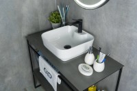 Накладная раковина GID Geometrico N9443 41 глянцевая белая, квадратная, фаянс, с 1 отверстием под смеситель