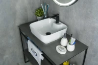 Накладная раковина GID Geometrico N9443 41 глянцевая белая, квадратная, фаянс, с 1 отверстием под смеситель