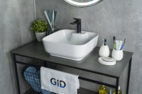 Накладная раковина GID Geometrico N9443 41 глянцевая белая, квадратная, фаянс, с 1 отверстием под смеситель