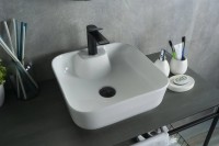 Накладная раковина GID Geometrico N9443 41 глянцевая белая, квадратная, фаянс, с 1 отверстием под смеситель