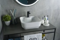 Накладная раковина GID Geometrico N9443 41 глянцевая белая, квадратная, фаянс, с 1 отверстием под смеситель