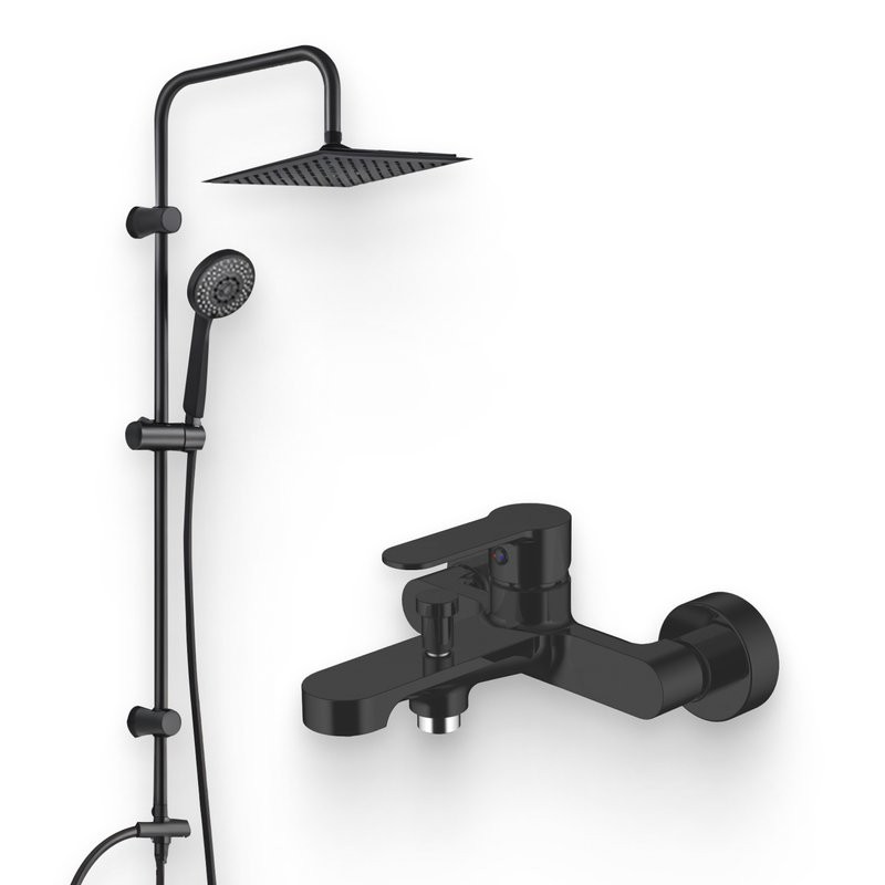 Душевой комплект Смеситель Aquanet Passion AF300-20B + Стойка AF300-70-S-B