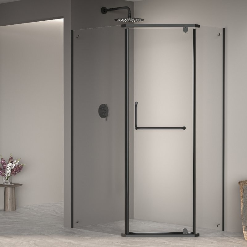 Душевой уголок RGW Passage PA-091B 90х80, профиль черный, стекло прозрачное