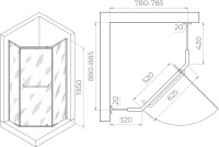 Душевой уголок RGW Passage PA-091B 90х80, профиль черный, стекло прозрачное