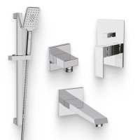 Душевой комплект Смеситель BelBagno Romano VDI-CRM + Гарнитур Wasserkraft A145 + Подключение Arlie ARL-PG-CRM + Излив ARL BC CRM для ванны