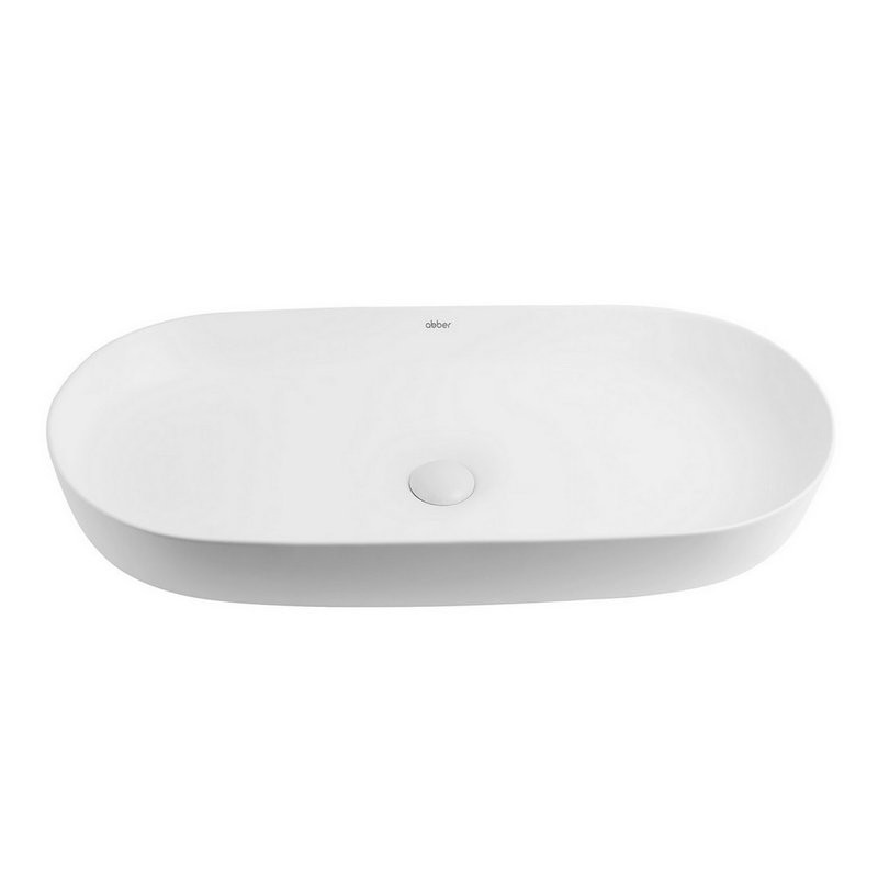 Накладная раковина Abber Bequem AC2110MW 80 матовая белая, овальная, фаянс