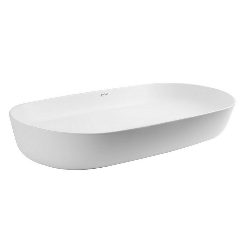 Накладная раковина Abber Bequem AC2110MW 80 матовая белая, овальная, фаянс