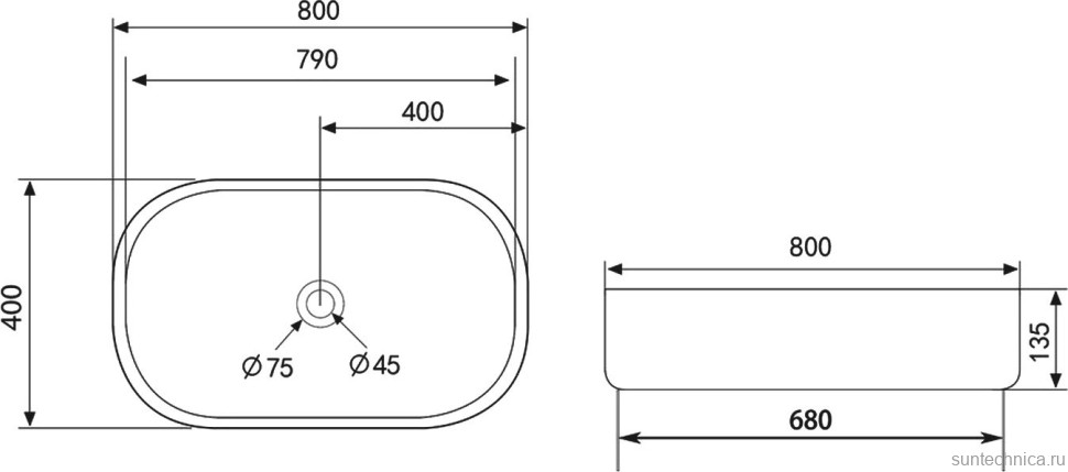 Накладная раковина Abber Bequem AC2110MW 80 матовая белая, овальная, фаянс