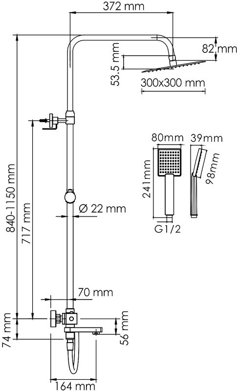Душевая стойка Wasserkraft Aller A199.118.141.087.CH Thermo с термостатом, хром