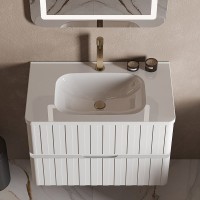 Мебельная раковина Belux Терра-Лайт 79 накладная, глянцевая белая, прямоугольная, искусственный мрамор