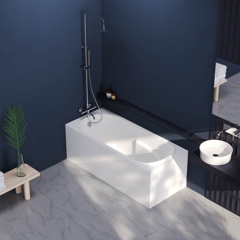 Акриловая ванна Berges Lumbo 050002 без опоры 160x75 см, пристенная, белая