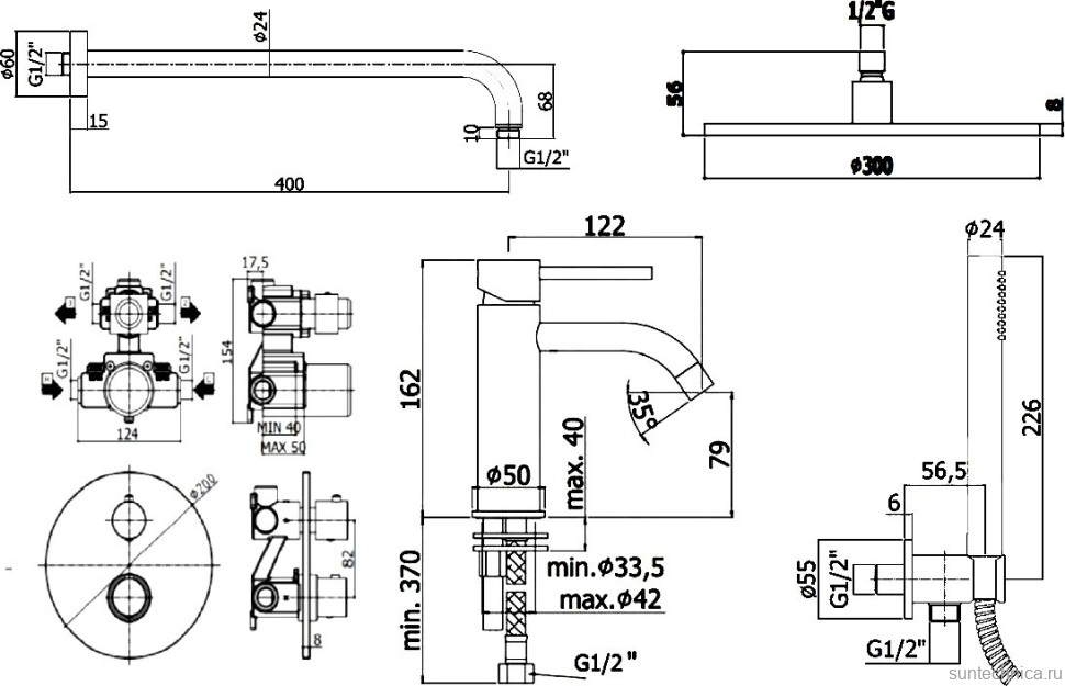 Комплект для ванной Paffoni Light KITLIQ018CR071KING С ВНУТРЕННЕЙ ЧАСТЬЮ, верхний душ 30 см, с термостатом, хром