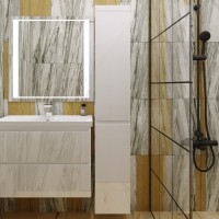 Шкаф пенал для ванной Style Line Даймонд Люкс Plus подвесной, белый