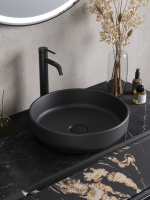 Накладная раковина Cezares CZR-6595-GO матовая серая, круглая, фаянс