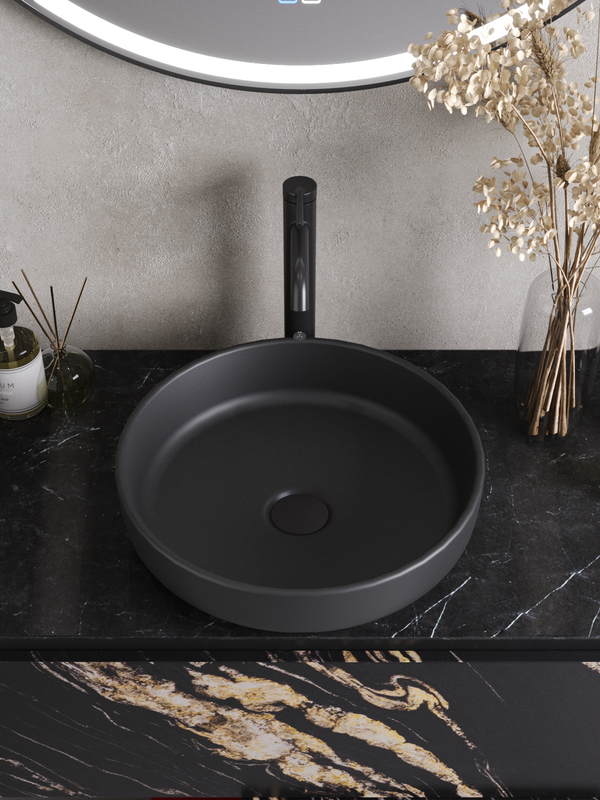 Накладная раковина Cezares CZR-6595-GO матовая серая, круглая, фаянс