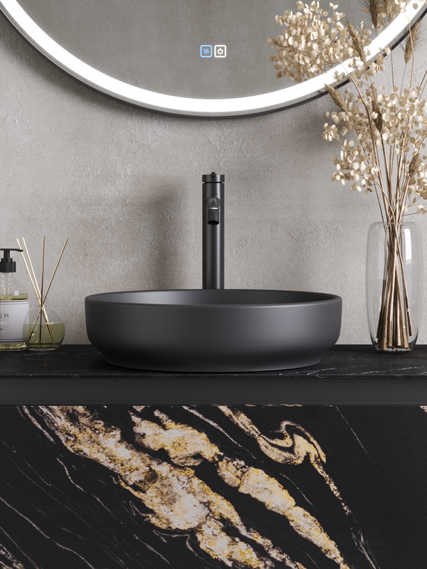 Накладная раковина Cezares CZR-6595-GO матовая серая, круглая, фаянс