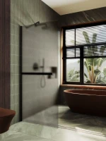 Душевая перегородка Maybahglass MGD-710-6ш 109 см, профиль черный, стекло бронза матовое