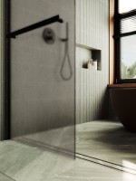 Душевая перегородка Maybahglass MGD-710-6ш 109 см, профиль черный, стекло бронза матовое