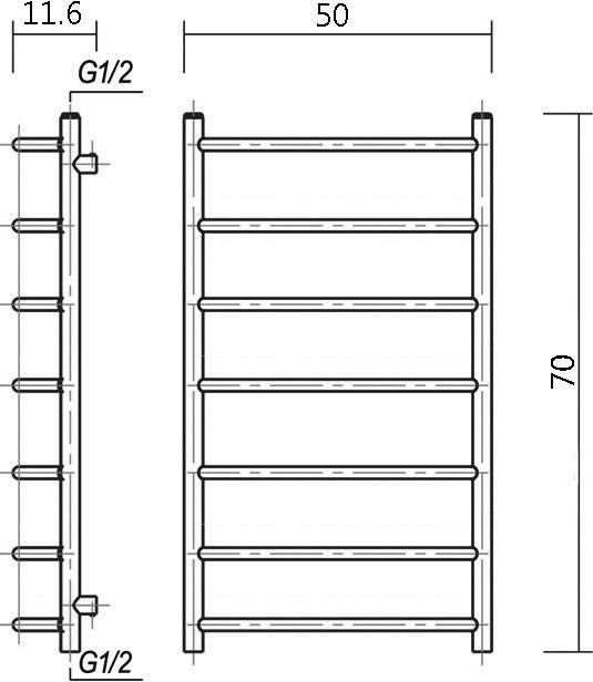 Полотенцесушитель водяной Domoterm Калипсо П7 50x70, античная бронза