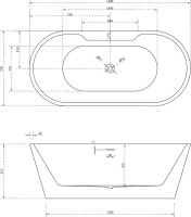 Акриловая ванна Abber AB9299-1.5 150x70 см, отдельностоящая, белая, овальная, с каркасом, со сливом-переливом