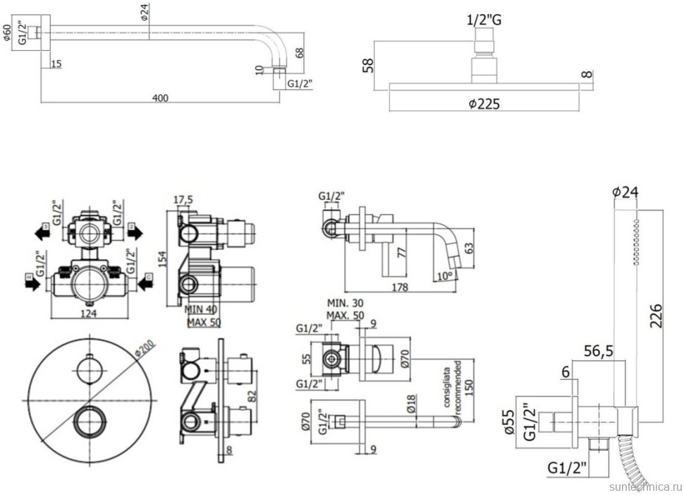 Комплект для ванной Paffoni Light KITLIQ018CR006 С ВНУТРЕННЕЙ ЧАСТЬЮ, хром