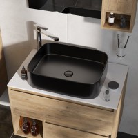 Накладная раковина STWORKI Ольборг S20410BK 50 матовая черная, прямоугольная