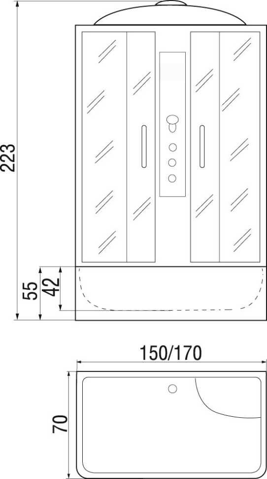 Душевой бокс River Sena 170/70/55 ТН