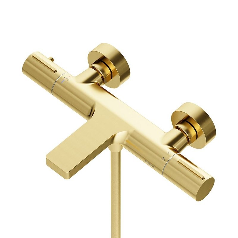 Термостатический смеситель для ванны и душа Sancos Etna, брашированное золото, PVD покрытие, SC9006BG