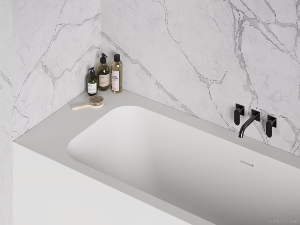 Ванна из искусственного камня Salini Orlanda Kit S-Stone 170x70 см, встраиваемая, матовая белая, на ножках, со сливом-переливом, с донным клапаном