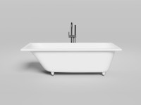Ванна из искусственного камня Salini Orlanda Kit S-Stone 170x70 см, встраиваемая, матовая белая, на ножках, со сливом-переливом, с донным клапаном