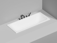 Ванна из искусственного камня Salini Orlanda Kit S-Stone 170x70 см, встраиваемая, матовая белая, на ножках, со сливом-переливом, с донным клапаном