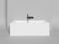 Ванна из искусственного камня Salini Orlanda Kit S-Stone 170x70 см, встраиваемая, матовая белая, на ножках, со сливом-переливом, с донным клапаном