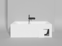 Ванна из искусственного камня Salini Orlanda Kit S-Stone 170x70 см, встраиваемая, матовая белая, на ножках, со сливом-переливом, с донным клапаном