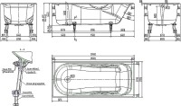 Чугунная ванна Универсал Сибирячка 170x75 см, пристенная, на ножках, с ручками