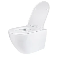 Комплект Унитаз подвесной BOND Oval F01-10Long удлиненный, безободковый, с микролифтом, белый + Инсталляция TECE Now 9400412 4 в 1 с кнопкой смыва