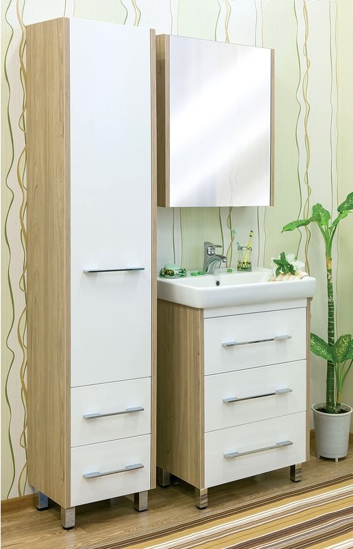Тумба с раковиной Sanflor Ларго 60, швейцарский вяз, белый
