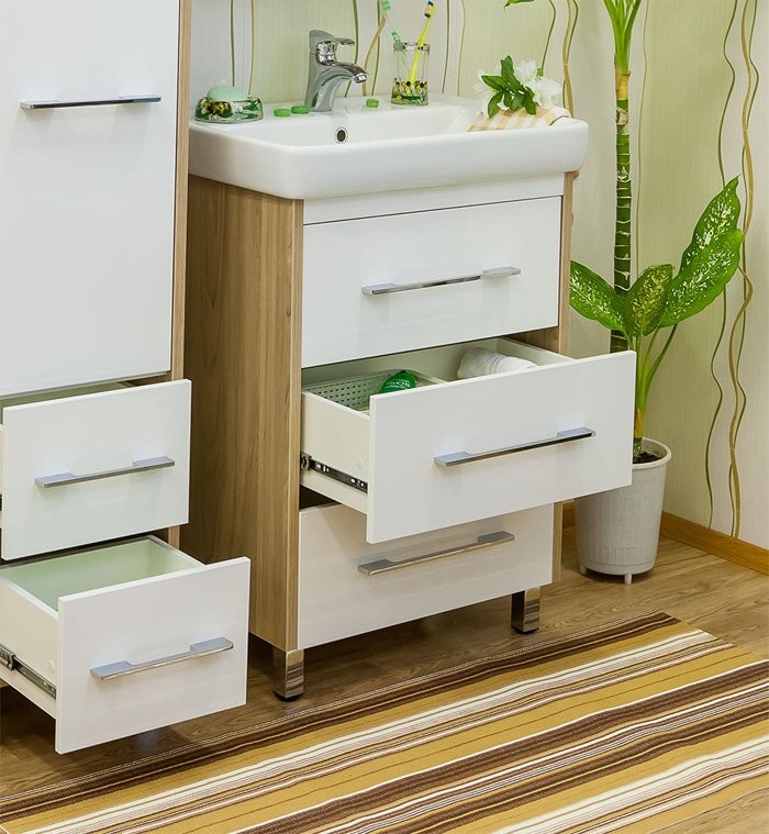 Тумба с раковиной Sanflor Ларго 60, швейцарский вяз, белый