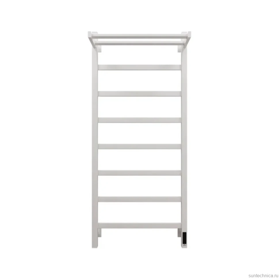 Полотенцесушитель электрический Grota Lore 530х1200 RAL9016 EL 120x55 см, подключение справа, слева, скрытое подключение справа, матовый белый, лесенка, из стали, с полкой