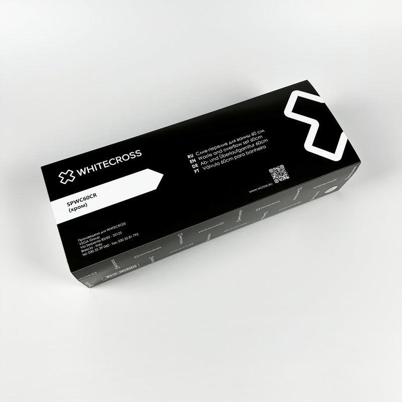 Слив-перелив для ванны WHITECROSS SPWC60 SPWC60CR 50 мм, полуавтомат, глянцевый хром, с сифоном