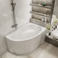 Акриловая ванна Timo Iva 1595 R 150x95 см, угловая, правая, пристенная, белая, асимметричная, с каркасом, с сиденьем