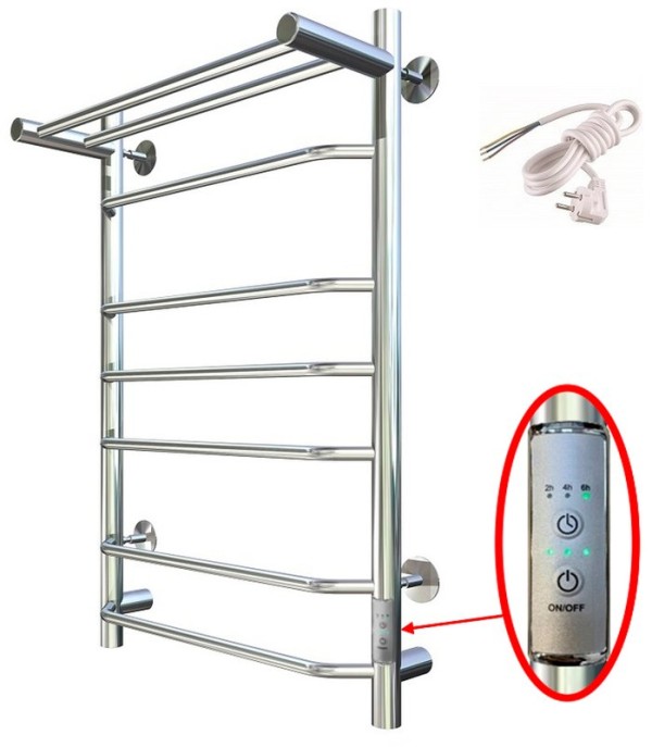 Полотенцесушитель электрический Тругор Браво ПЭК СП3П 80x50, с полкой