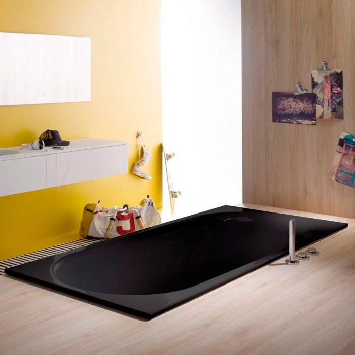 Стальная ванна Bette Comodo 180x80 см, встраиваемая, черная матовая, на ножках, с самоочищающимся покрытием, с шумоизоляцией