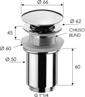 Донный клапан для раковины Remer 904CC114 без перелива, хром