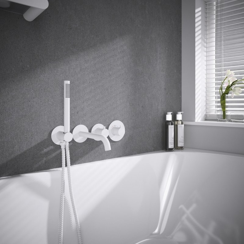 Термостатический смеситель встраиваемый Timo Saona 2324/16YSM С ВНУТРЕННЕЙ ЧАСТЬЮ, для ванны с душем, матовый белый