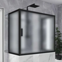Шторка на ванну Kubele DE019 P2U-MAT-BLMT 150х80 см, профиль матовый черный