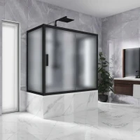 Шторка на ванну Kubele DE019 P2U-MAT-BLMT 150х80 см, профиль матовый черный