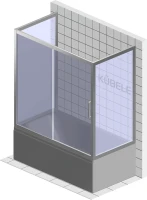 Шторка на ванну Kubele DE019 P2U-MAT-BLMT 150х80 см, профиль матовый черный