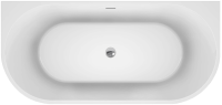 Акриловая ванна BelBagno BB710-1400-750 140x75 см, пристенная, белая, овальная, со сливом-переливом, с донным клапаном