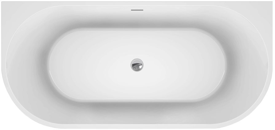Акриловая ванна BelBagno BB710-1400-750 140x75 см, пристенная, белая, овальная, со сливом-переливом, с донным клапаном